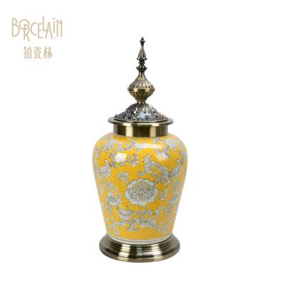 China Ceramic Desktop Traditional Top Decoration Hotel Grade Ceramic Ginger Jar for sale