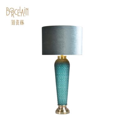 China EUROPEAN Crystal Base Handmade Glass Table Lamps With Orange Color Lampshade for sale