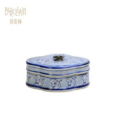 China Decoration Size Quality Square Porcelain Trinket Ceramic Jewelry Storage Box for sale