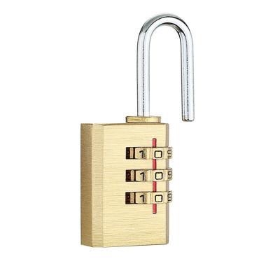 China Brass small mini 3 digits  brass copper combination padlock for luggage with your logo for sale