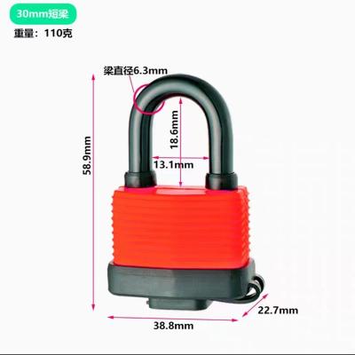 China Plastic padlock China Cheap Rubber Weather Resistant 30MM Waterproof Laminated Padlock Lock for sale