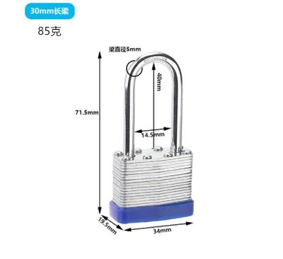 China Metal Hot selling safety lockout steel padlockHigh security 30MM long shackle laminated padlock for sale