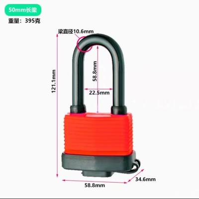 China Plastic padlock Laminated padlock waterproof brass cylinder plastic cover high quality 50mm locks for sale