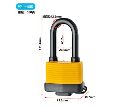 China Plastic padlock 65MM Laminated padlock waterproof brass cylinder plastic cover high quality locks for sale