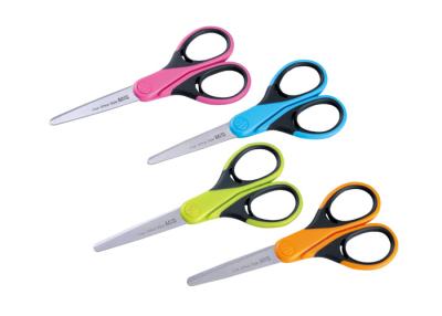 China Blue Pink Rubbered Office Scissors 130 Mm With Straight Handle for sale