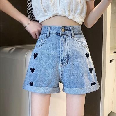 China 2021 new hot sale girls QUICK DRY women denim shorts style summer soft embroidery jeans pants short pants high waist jeans for ladies for sale