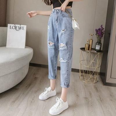 China 2021 New Spring Daddy's Style Harajuku Spring Jeans QUICK-DRY Slim Pants Korean Female Loose High-waisted Pants QUICK-DRY for sale