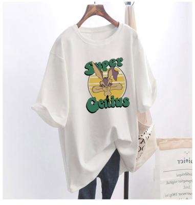 China Wholesale QUICK DRY Fashion 2021 New Summer Custom Women's Short Sleeve Shirts Cartoon Printed Loose Oversize Women's T-shirt Tops for sale