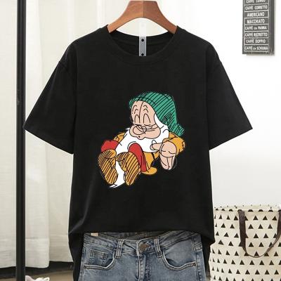 China Anti-wrinkle summer 2022 new T-shirts loose short sleeves o-neck solid-color fashion cartoon printing women casual T-shirts for sale