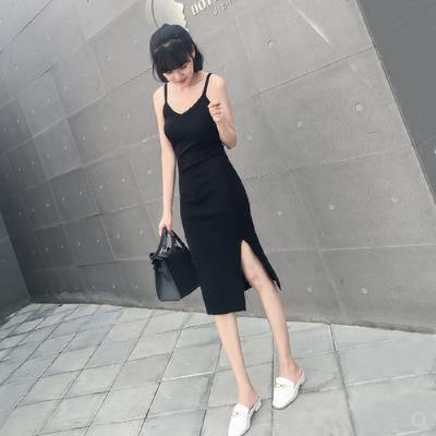 China Wholesale Customized Anti-wrinkle European and American black knit suspender skirt dress female slim inner skirt sleeveless vest dress for sale