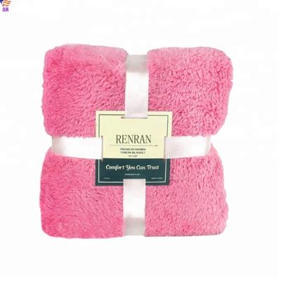 China Anti-pilling Fluffy Microfiber Sherpa Fleece Throw Blanket For Bed for sale