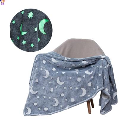 China Super Soft Anti-pilling Plush Fleece Kids Magic Blanket Glow In The Dark Throw Blanket for sale