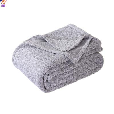 China Wearable Soft Comfortable Fuzzy Gray Fleece Sweater Slim Light Weight Summer Knit Blanket for sale