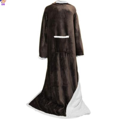 China WARMING Comfy Hug Sleeved Wearable Sherpa Robe TV Blanket For Adult for sale