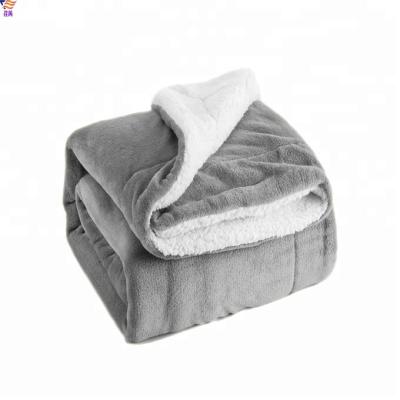 China Anti-pilling Material 100% Polyester Double Sided Thick Plush Sherpa Fleece Blanket for sale