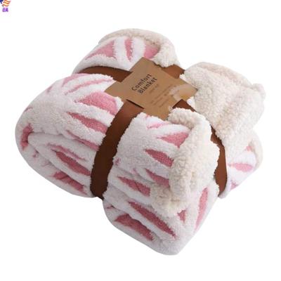 China Warm Anti-pilling Double Sided Jacquard Flannel Fleece Sherpa Throw Blanket for sale