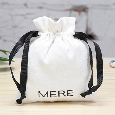 China Custom Double PUNCHED Logo Printed Gift Canvas Cotton String Handbag Shoe Dust Canvas Drawstring Bag for sale