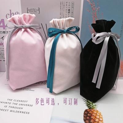 China Custom Logo Velvet Gift Bag High Quality Soft-loop Microfiber Velvet Fabric Pouch Jewelry Pouch Soft Drawstring Bag for sale