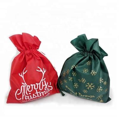 China Reusable Recyclable Wholesale Non Woven Fabric Drawstring Christmas Eco Shopping Gift Bags Christmas for sale