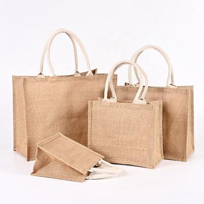 China Custom Available Eco Friendly Plain Reusable Tote Bag Small Natural Jute Bag For DIY Hand Painting for sale