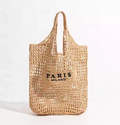 China Brands Designer Women's Tote Bags Bolsos Playa Eco-Friendly Triangle Mark Brands Straw Raffia Bag Holiday Reusable Dress Beach Bags for sale