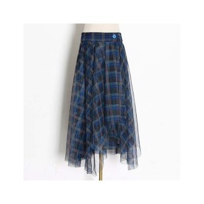 China Anti-Static Top Sales Guaranteed Quality Popular Elegant Product Design Tulle Plaid Long Skirt for sale