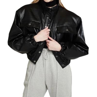 China Anti-wrinkle New Arrivals Fashion Motorcycle Jacket For Women Lady Black PU Leather Coat 2021 for sale