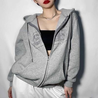 China 2021 Autumn Winter Fashion Street Style Zipper Cardigan Women Long Sleeve Hooded Sweatshirts Breathable for sale