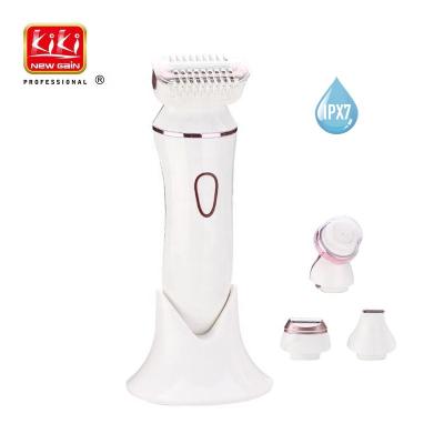 China 4 Heads KIKI NEWGAIN Interchangeable Rechargeable Electric Hair Removal Bikini Trimmer Epilator 4 in 1 Lady Beauty Kit For Whole Body for sale