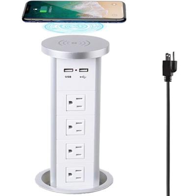 China New residential/general purpose wireless charger for furniture kitchen table electric pop up sockets for tables station 4 US USB outlets and charges for sale