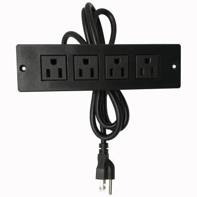 China Supply Power Hotel Office Kitchen Conference Furniture Recessed USA Power Strip Socket 4 AC Outlets for sale