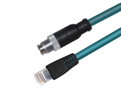 China Commercial D-Encoder M12 8PIN to RJ45 8P8C Network Ethernet Patch Cord Cable for Industry Camera for sale