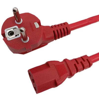 China Red Color Commercial Schuko EU Angled Plug To IEC C13 VDE 250V Power Cord Cable for sale