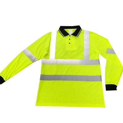 China High Safety OEM Reflective Visibility Work Shirt Long Sleeve Reflective Polo Shirt for sale