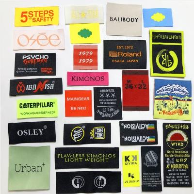 China Custom Logo Printed Clothing Private Labels Good Quality Sustainable Woven For Clothes for sale