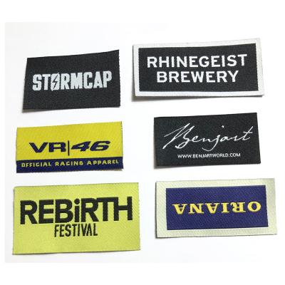 China Viable Brand Woven Label Clothes Apparel Accessories Jeans Scarf Company Name Logo Labels for sale