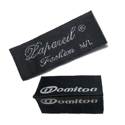 China Clean Sustainable Good Quality Trademark Center Fold Custom Tags Polyester Woven Labels For Necktie And Hats for sale