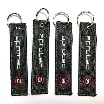 China Modern Wholesale Cheap Custom Aircraft Fabric Logo Machine Embroidery Brand Name Key Chain For Flight for sale