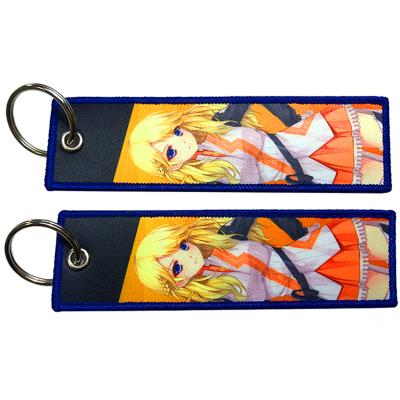 China Modern Wholesale Fabric Tags Custom Sublimation Printed Pretty Girl Character Anime Keychains For Souvenirs for sale