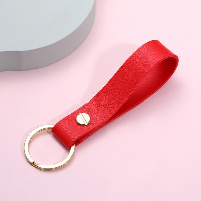 China Leather Factory Custom Design And Open Logo Metal Car Key Tag Retangle Leather Key Ring Keyring Pu Leather Keychains for sale