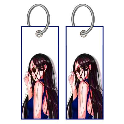 China Customized Double Anime Modern Logo Sublimation Printing Fabric Woven floral animal Keychains for souvenirs sublimation key chain for sale