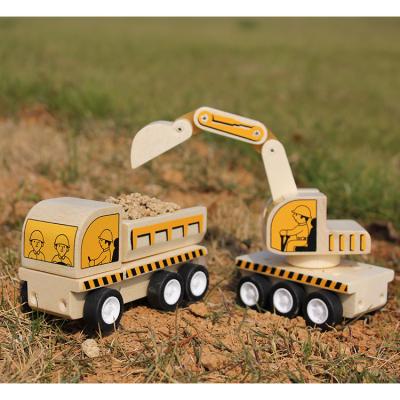 China Educational Wooden Toy Construction Truck Wooden Toy Kids Brain Training Alternative Car Construction Truck for sale