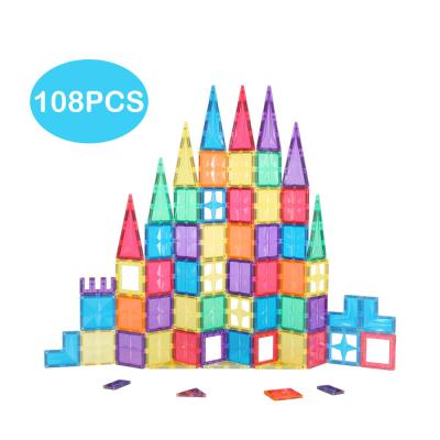 China Educational Magnetic Building Toy MNTL 108pcs Tiles Blocks Plastic Construction Toys Set For Kids CPSC, CE, EN71, ASTM for sale