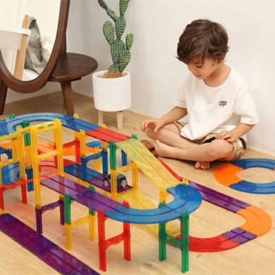 China Slot Toy Montessori DIY 102pcs Car Race Track Magnet Tiles Toys Building Educational Toys For Children EN71, ASTM, CPSC, CE for sale