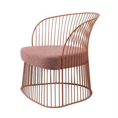 China Modern Original Design Lightweight Steel Wire Luxury Single Upholstered Lounge Chair Leisure Upholstered Seat Sofa With Sector Arc Backrest for sale