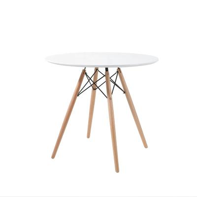 China Durable Modern Dining Restaurant Furniture MDF White Wood 4 Seater Round Cafe Dinner Dining Tables for sale