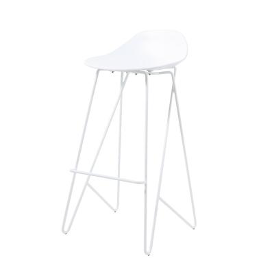 China Modern High Quality Plastic Bar Stool Seats Home Furniture Steel Base Metal High Bar Chairs for sale