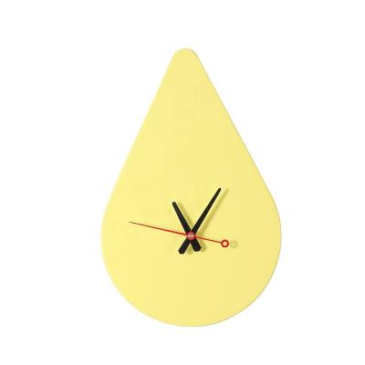 China Contemporary Concise Design Nordic Colorful Preciser Drop Shape Wooden Wall Clock For Living Room for sale