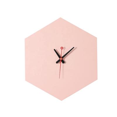 China Antique Style Simple Design Hexagon Wooden Wall Clock With Non-ticking Movement For Decoration for sale