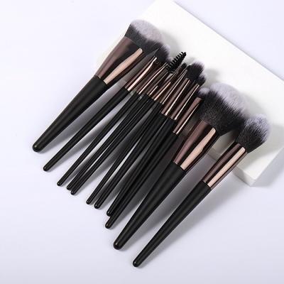 China Angular Blush Purchase Makeup Brush 11pcs Wholesale Soft Dense Synthetic Face/Eye Hair Wooden Handle Makeup Brush for sale